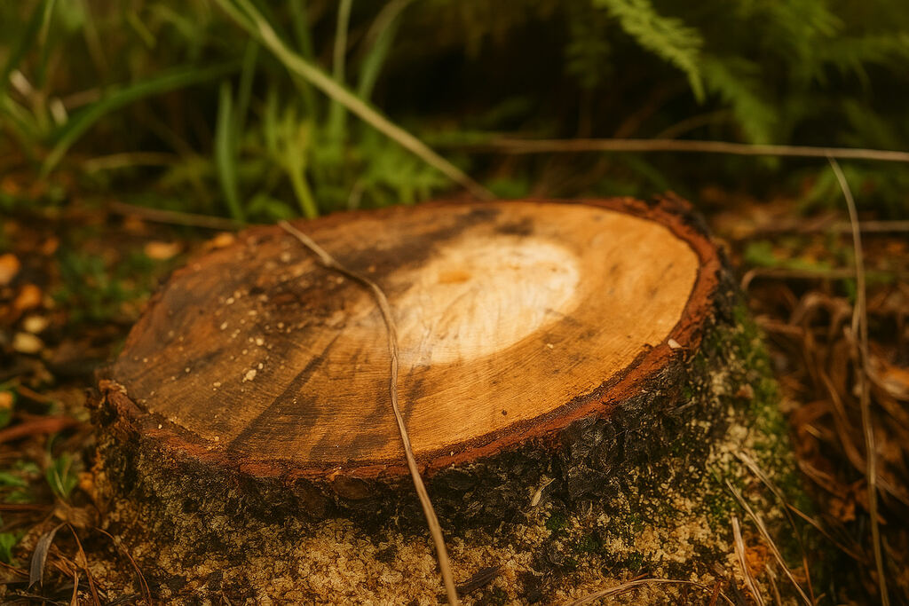 Freshly cut tree stump after safe tree removal