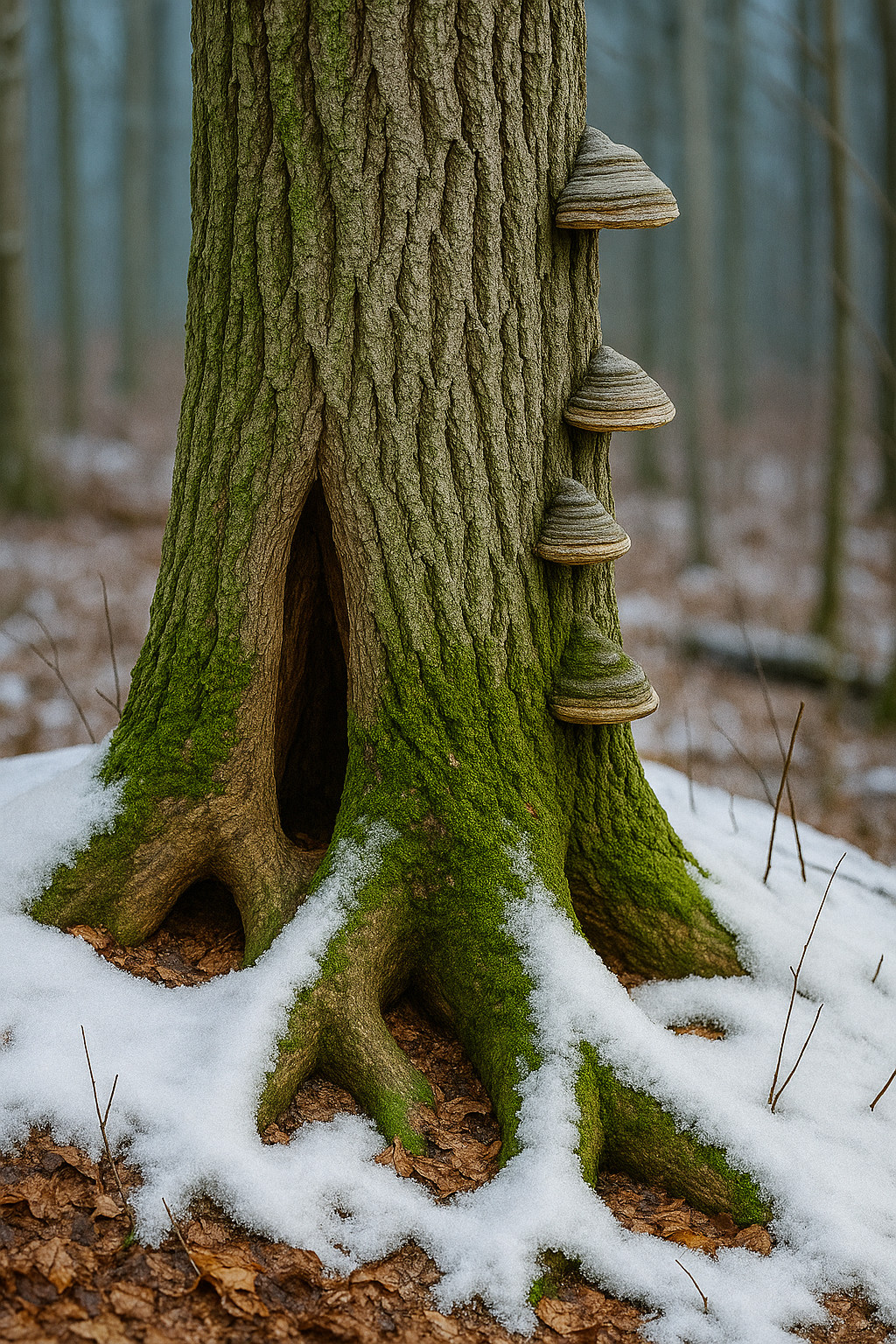 Ukážková fotografia: pätka kmeňa a podklad
